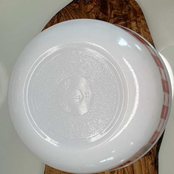 Federal Glass Red Plaid Mixing Bowl Checker Gingham 8in Milk Glass Farmhouse - Picture 9 of 16